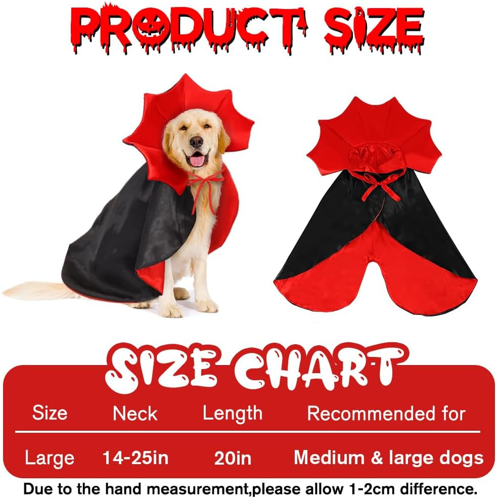 Halloween Dog Cat Costume Vampire Devil Cape for L or XL Adjustable Cloak