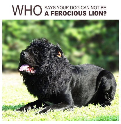Lion Mane Wig for Dogs, Funny Pet Halloween Costumes, Furry Dog Clothing Accessories (Size L, Black)