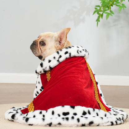 Royal Velvet Pet Cloak with Fur Trim for Cats & Dogs, Red-M/Oversize