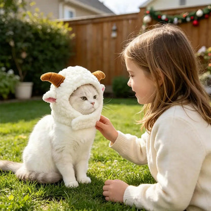 Cat & Dog Winter Hat Cute Warm Knitted Pet Headwear with Ear Holes Washable Puppy Kitten Caps for Halloween Christmas Party