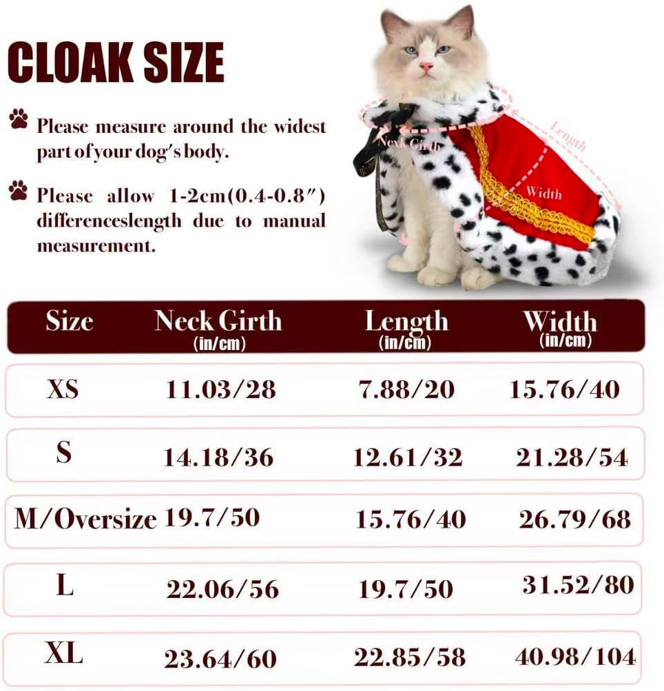 Royal Velvet Pet Cloak with Fur Trim for Cats & Dogs, Red-M/Oversize