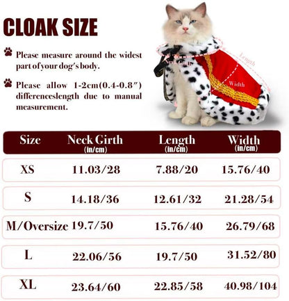 Royal Velvet Pet Cloak with Fur Trim for Cats & Dogs, Red-M/Oversize