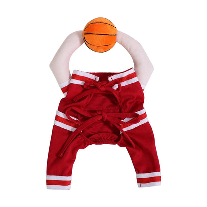 Pet Basketball Player Costume for Dogs & Cats Cute Kitten Sport Clothes with 3D Ball Breathable Adjustable Halloween Cat Outfits